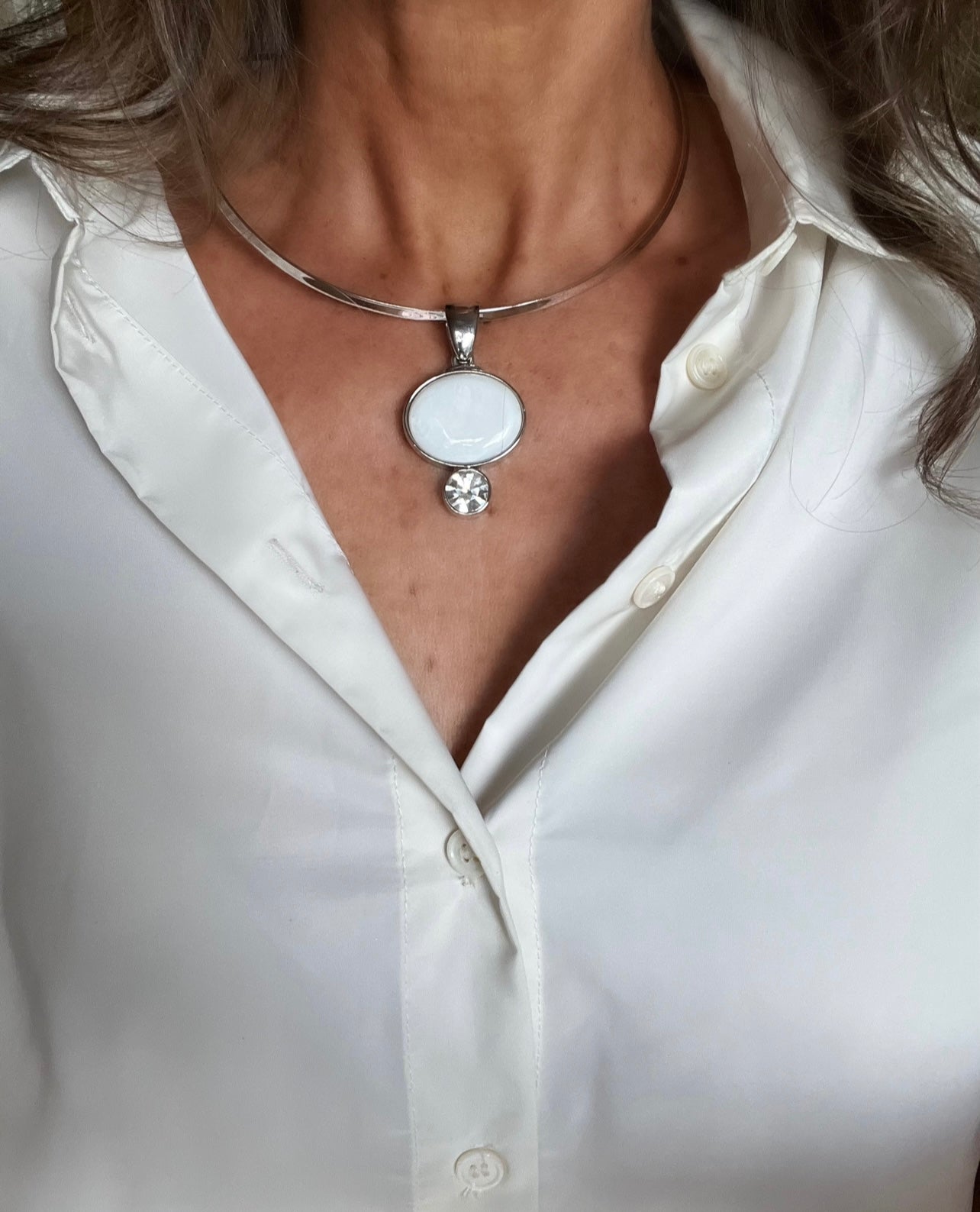 Silver Choker Pendant Necklace