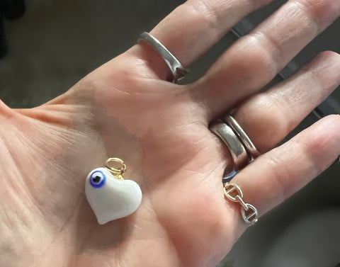 Puffy Heart Charm With Evil Eye